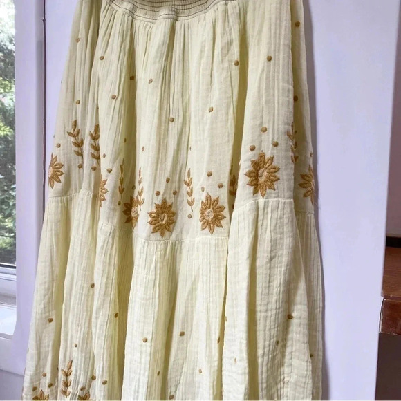 New Free People Real Love Embroidered Dress Maxi Summer Its Electric Yellow XL - Picture 9 of 15